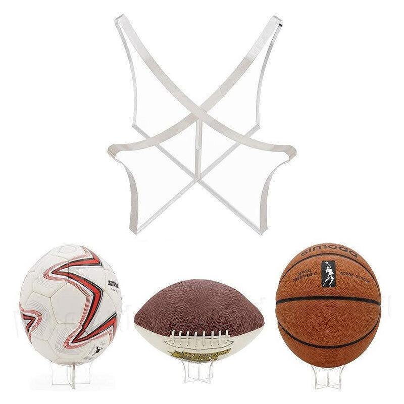 12Cm Clear Acrylic Ball Stand Holder Display Rugby Basketball Football Soccer Unique
