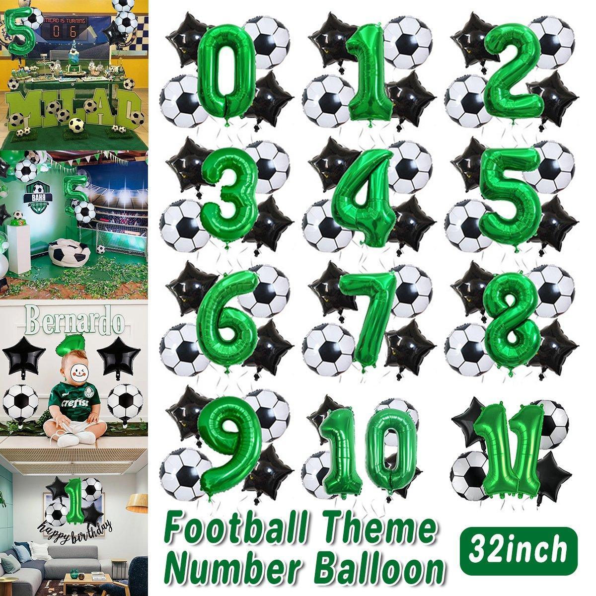 32 Inch Green Soccer Balloons 5 Pieces Set World Cup Birthday Party Decoration - 10 Unique