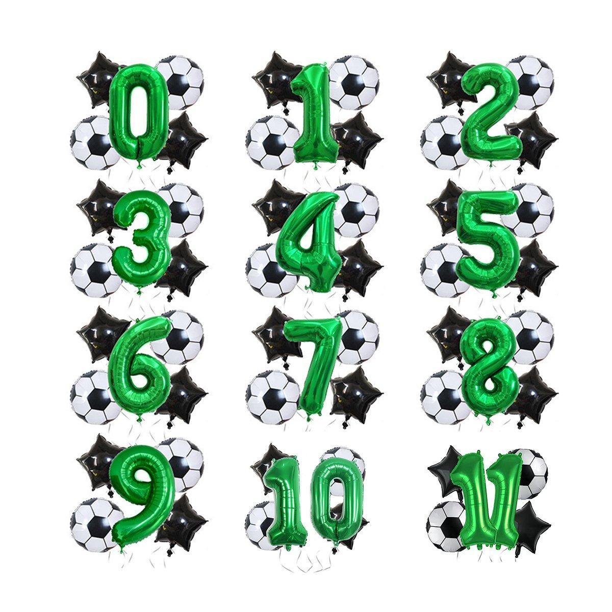 32 Inch Green Soccer Balloons 5 Pieces Set World Cup Birthday Party Decoration - 10 Unique