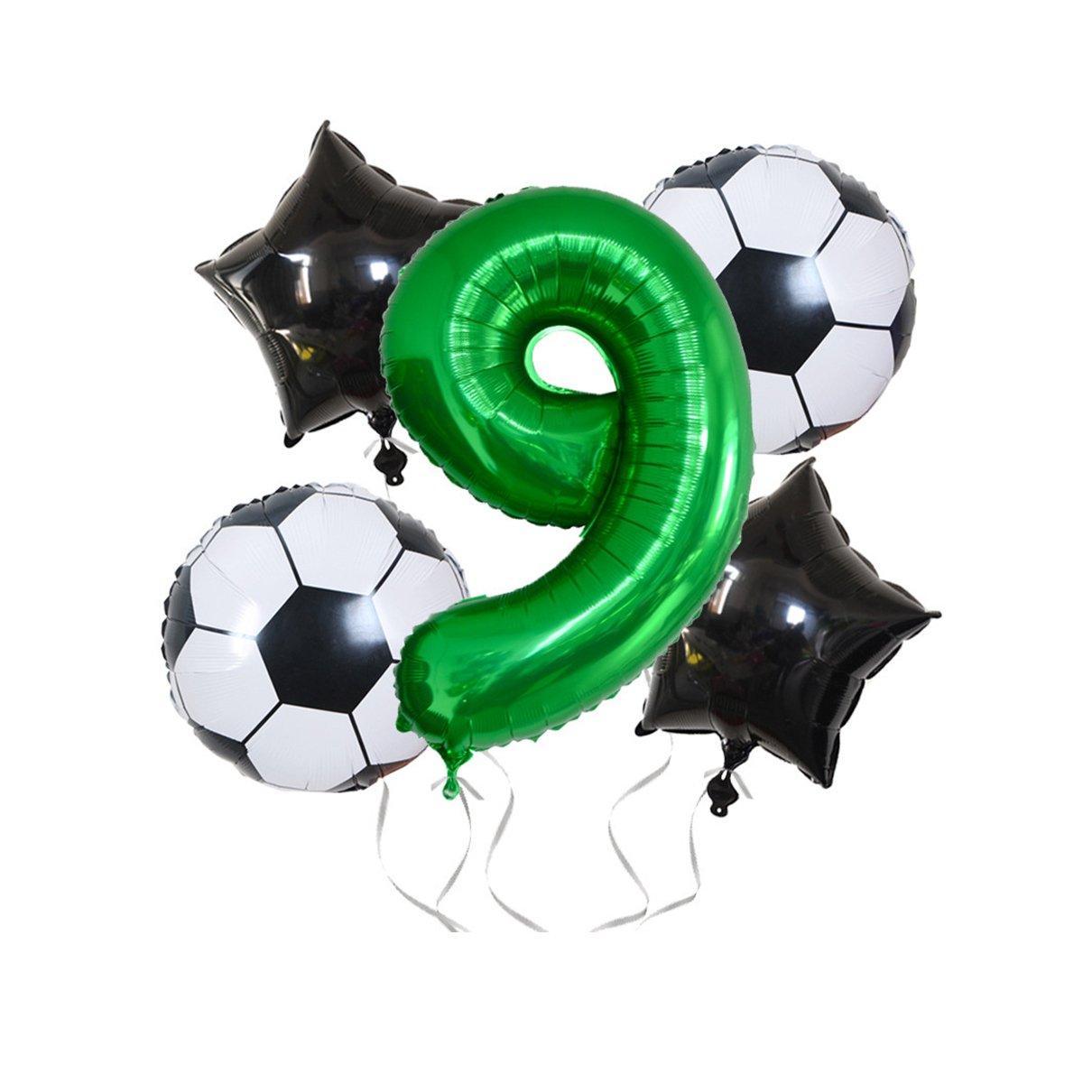 32 Inch Green Soccer Balloons 5 Pieces Set World Cup Birthday Party Decoration - 9 Unique