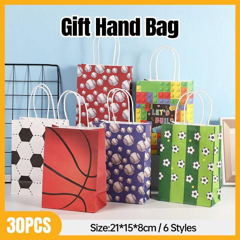 30PCS Fashion Ball Kraft Paper Gift Bag Festivals gift tote bag Party Favor Bag - Soccer-30pcs Unique