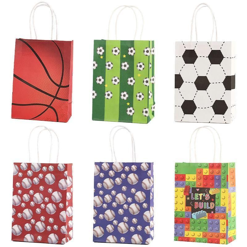 30PCS Fashion Ball Kraft Paper Gift Bag Festivals gift tote bag Party Favor Bag - Soccer-30pcs Unique