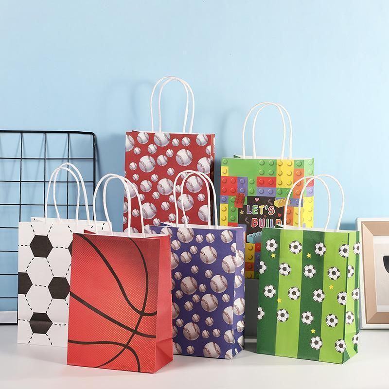 30PCS Fashion Ball Kraft Paper Gift Bag Festivals gift tote bag Party Favor Bag - Soccer-30pcs Unique