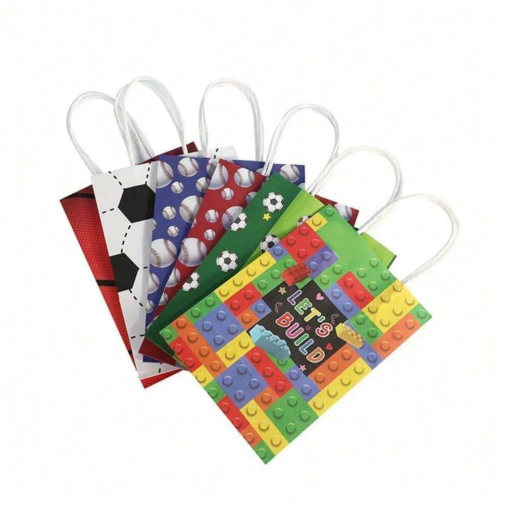 30PCS Fashion Ball Kraft Paper Gift Bag Festivals gift tote bag Party Favor Bag - Soccer-30pcs Unique