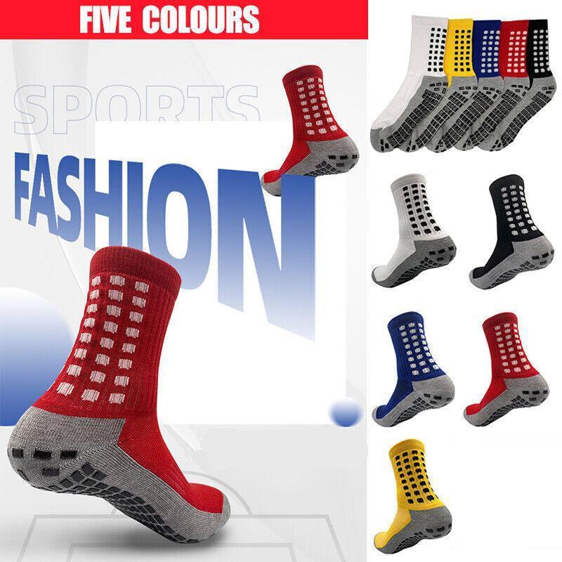 Anti-Slip Sports Socks with PVC Grip Dots for Soccer Basketball and Training Use - Blue Unique
