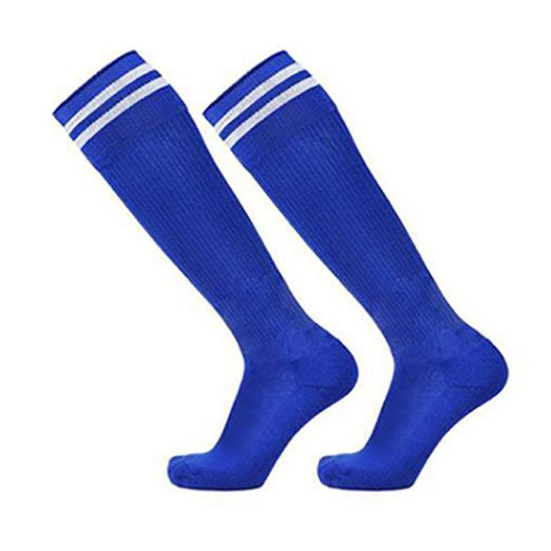 Mens Womens Sports Breathable Tube Long High Socks Knee Warm Casual Footy Soccer - Dark Blue Unique