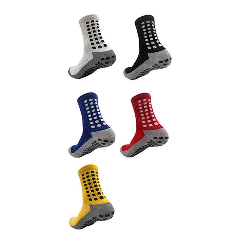 Anti-Slip Sports Socks with PVC Grip Dots for Soccer Basketball and Training Use - White Unique