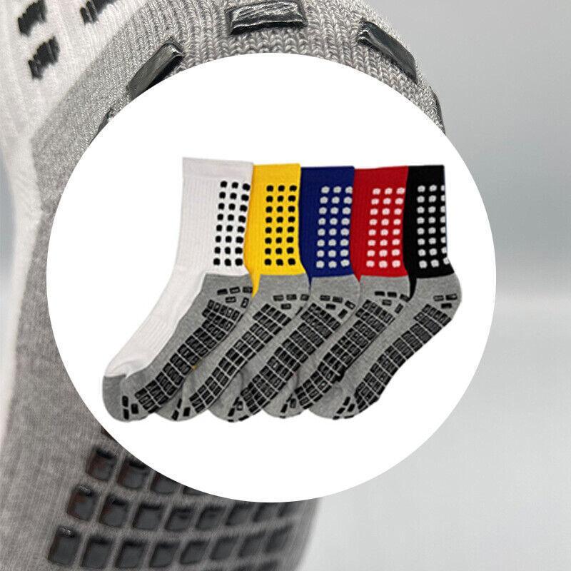 Anti-Slip Sports Socks with PVC Grip Dots for Soccer Basketball and Training Use - White Unique