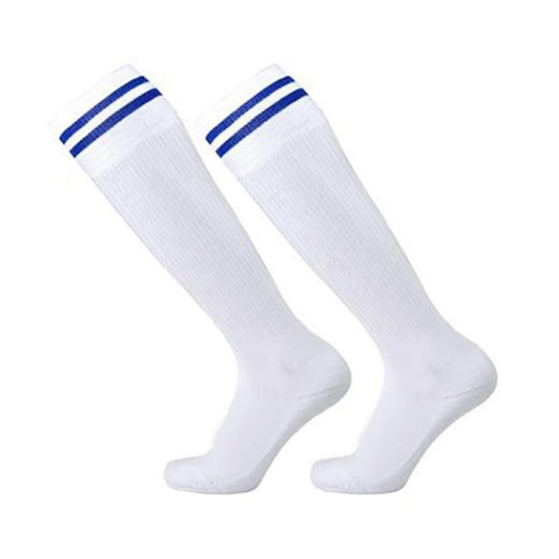 Mens Womens Sports Breathable Tube Long High Socks Knee Warm Casual Footy Soccer - White Unique