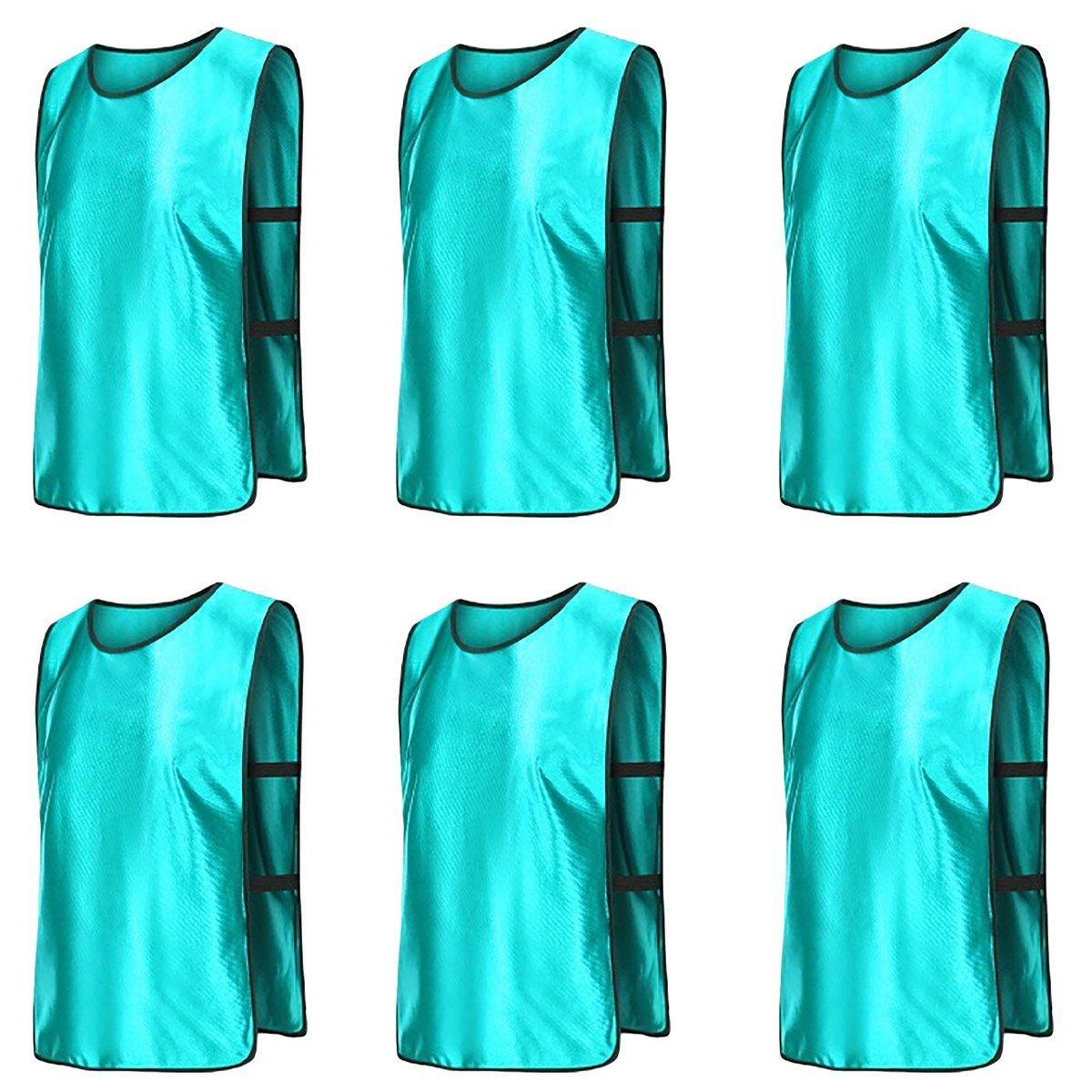 6X Sports Training Bibs Soccer Vests Group Team Bibs Basketball Cricket Football - Pink-L