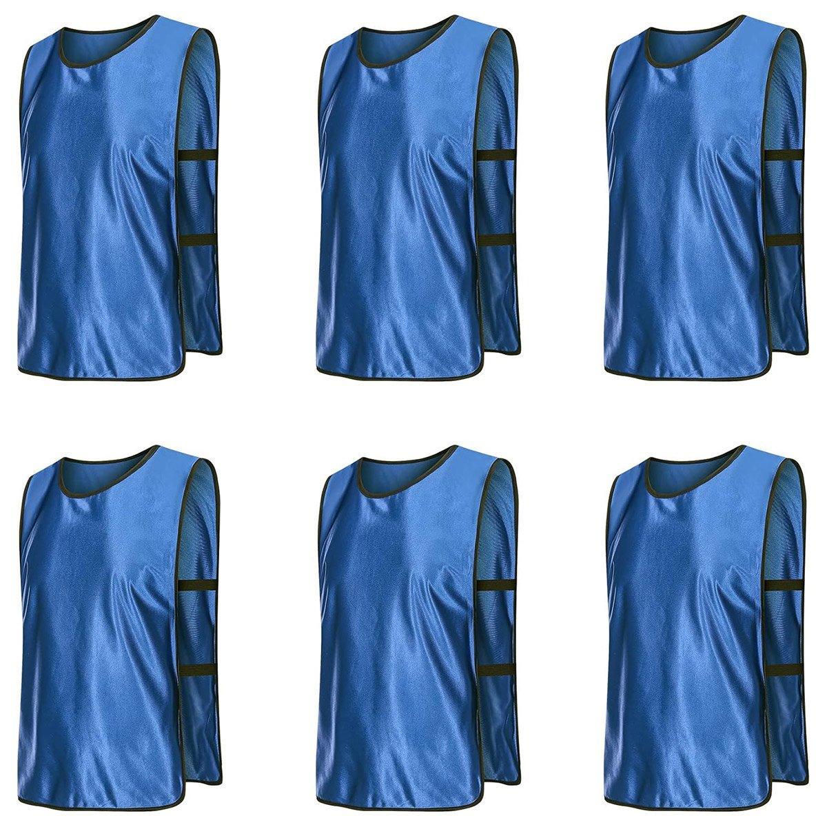 6X Sports Training Bibs Soccer Vests Group Team Bibs Basketball Cricket Football - Dark Blue-M Unique
