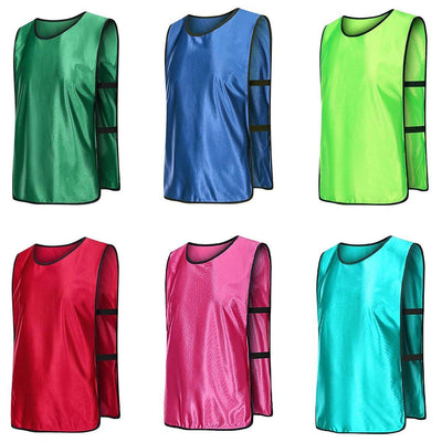 6X Sports Training Bibs Soccer Vests Group Team Bibs Basketball Cricket Football - Red-M
