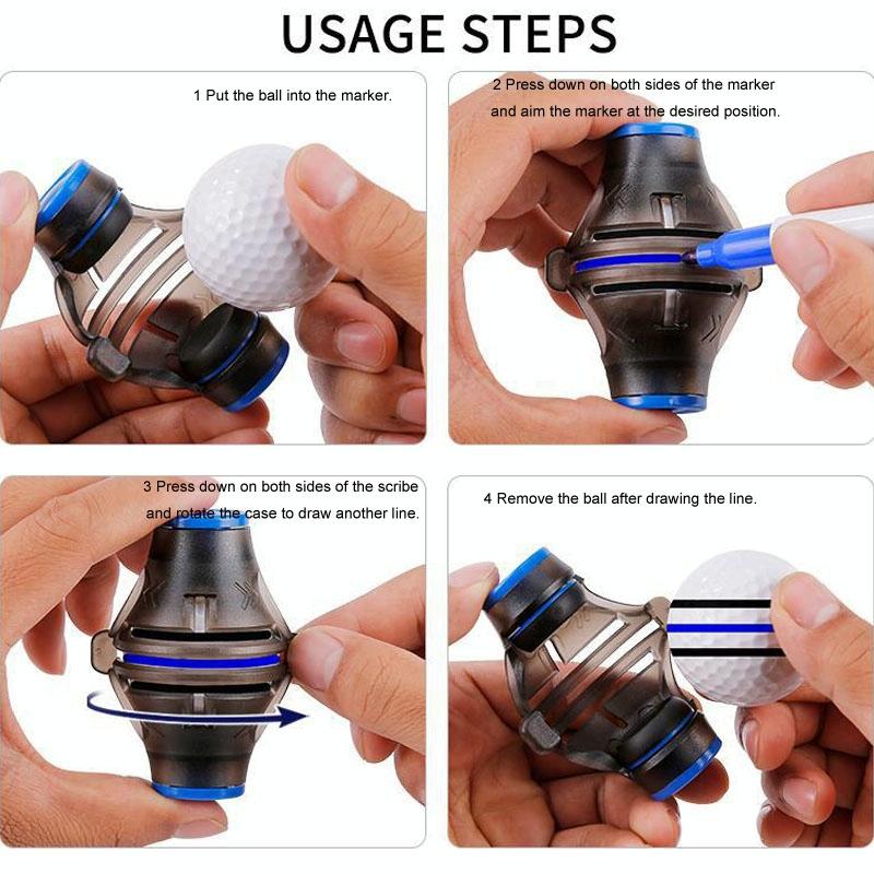360-degree Rotatable Golf Ball Scriber with 2 Pens - Draw Five Lines Does Not Apply