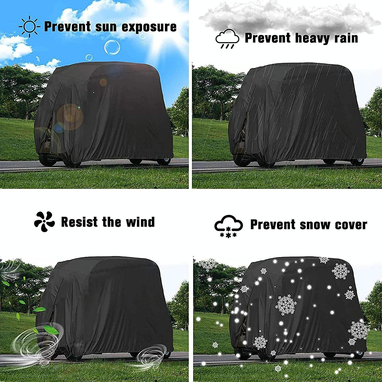 Waterproof Golf Cart Cover - 242 x 122 x 168 Cm - Black Does Not Apply