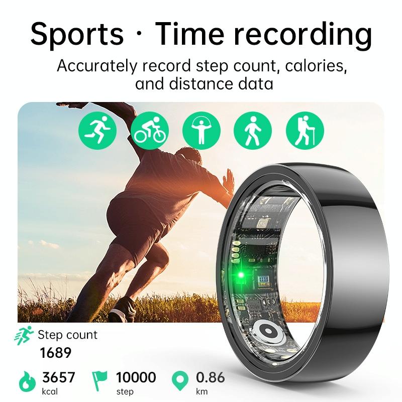 Smart Ring With Heart Rate Blood Oxygen Sleep & Sports Modes - Size 9 - White Does Not Apply
