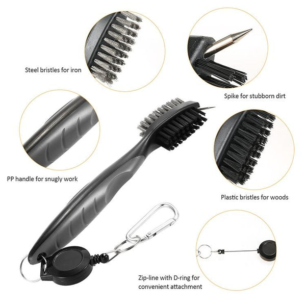 Complete Golf Club Cleaning Brush Set - Ball Slot - Black Does Not Apply