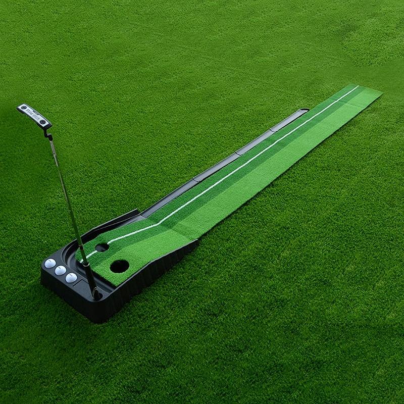 2.5m Golf Mini Putting Mat with Push Rod Trainer - Fairway Green Does Not Apply