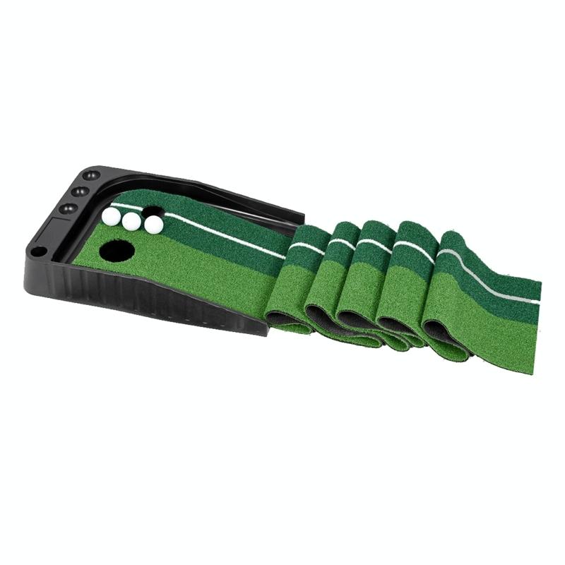 2.5m Golf Mini Putting Mat with Push Rod Trainer - Fairway Green Does Not Apply