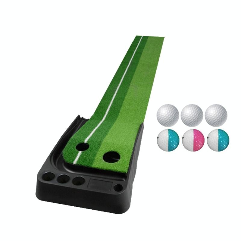 2.5m Golf Putting Mat with Push Rod Trainer & 6 Balls - no Auto Return Does Not Apply
