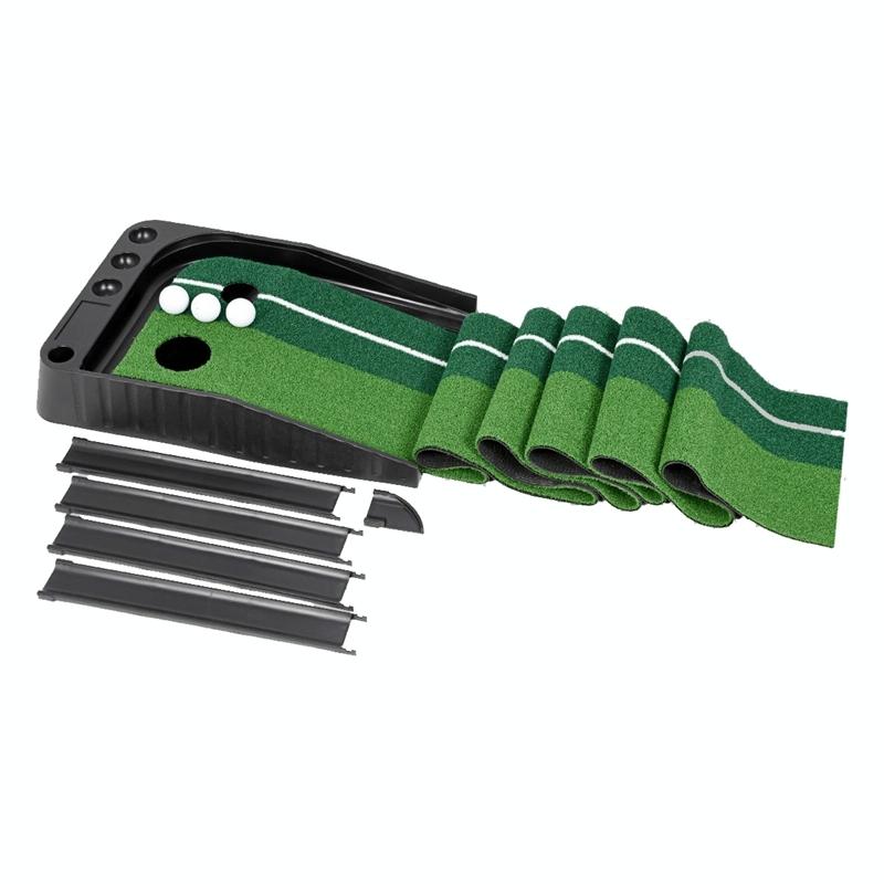 2.5m Golf Putting Mat with Push Rod Trainer & 6 Balls - no Auto Return Does Not Apply