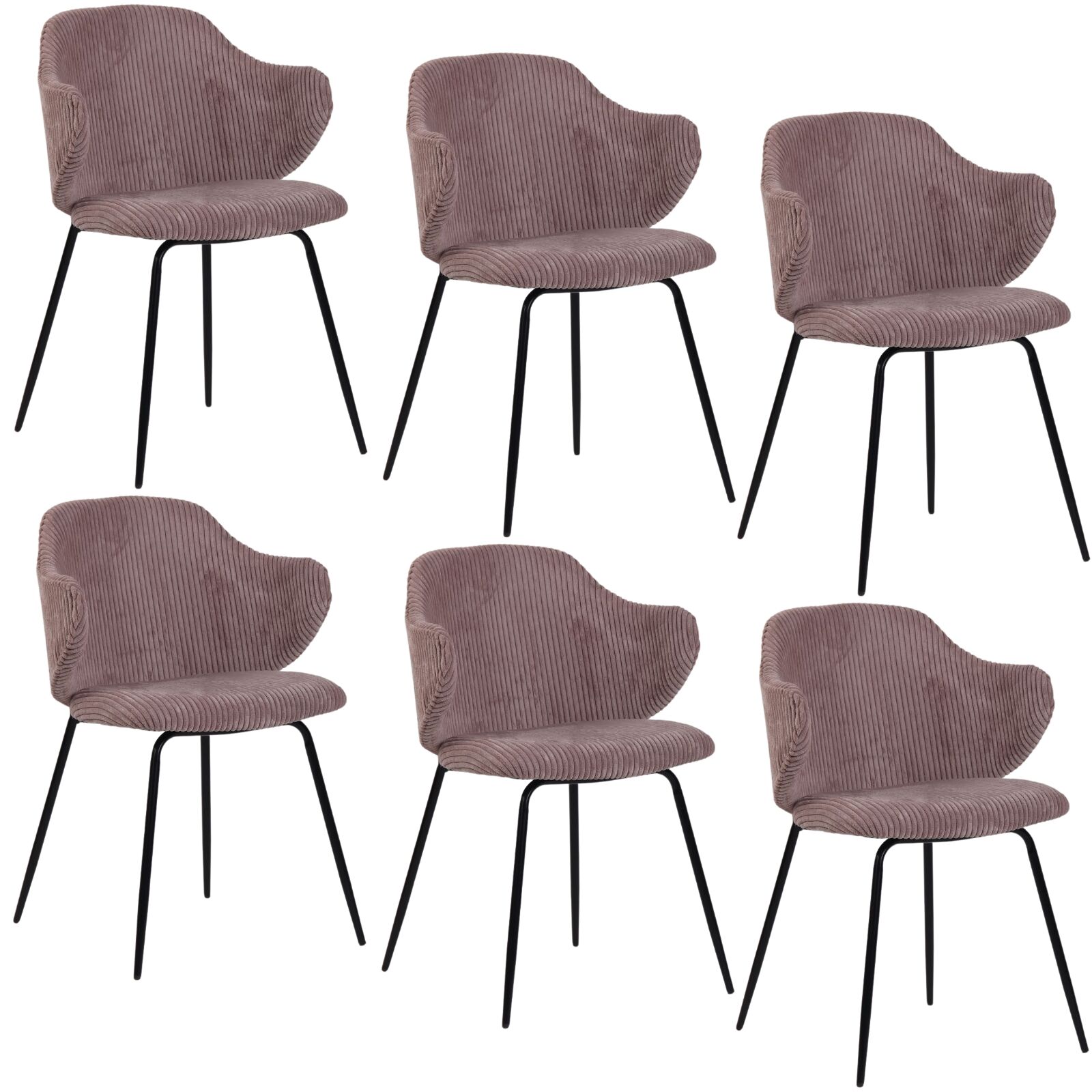 Set of 2 Dining Chairs with Corduroy Cord Fabric in Pink Awezingly