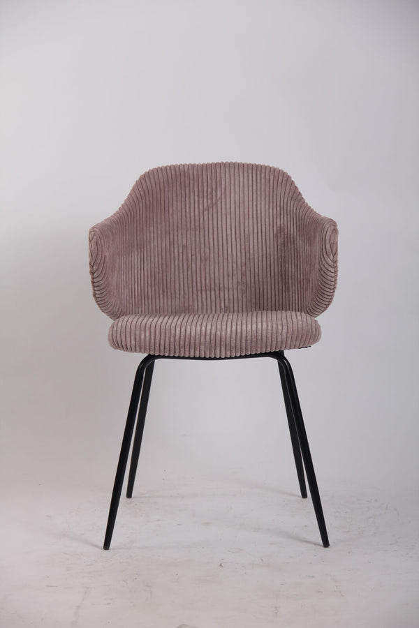 Set of 2 Dining Chairs with Corduroy Cord Fabric in Pink Awezingly