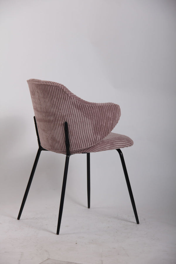 Set of 2 Dining Chairs with Corduroy Cord Fabric in Pink Awezingly