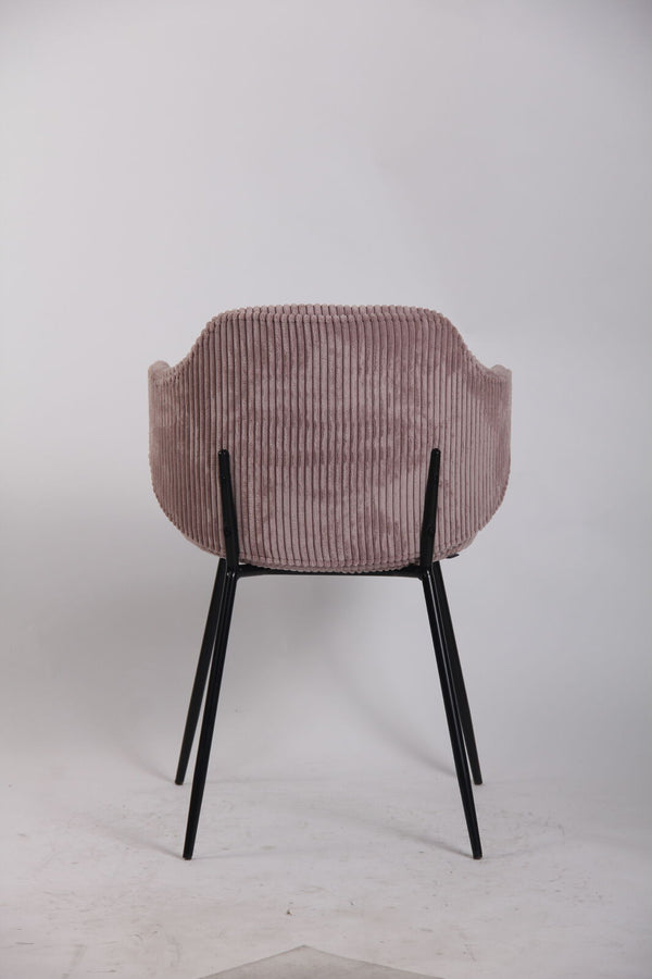 Set of 2 Dining Chairs with Corduroy Cord Fabric in Pink Awezingly