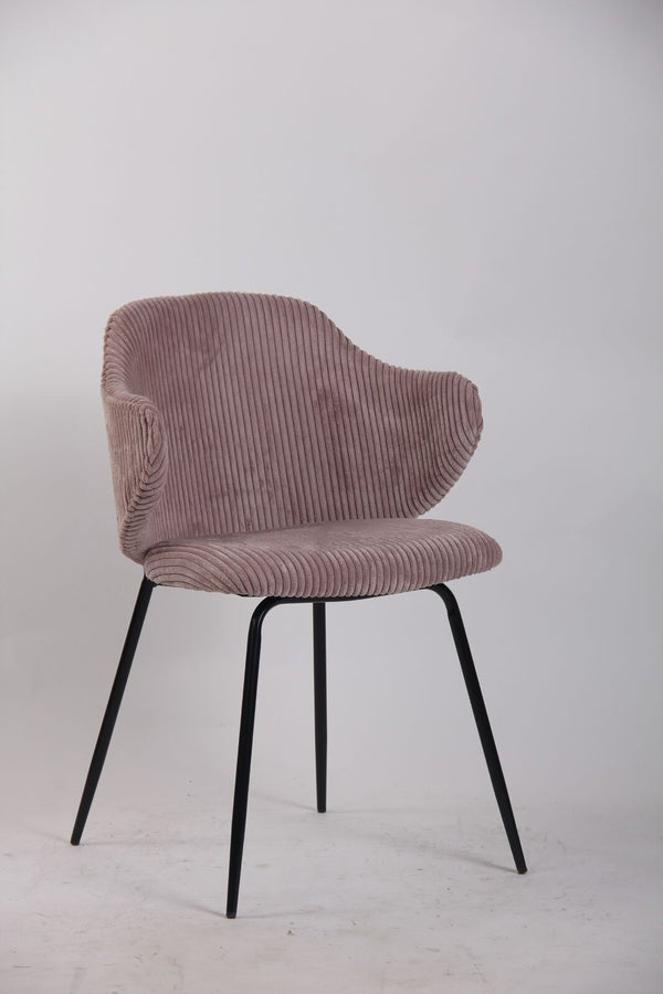 Set of 2 Dining Chairs with Corduroy Cord Fabric in Pink Awezingly