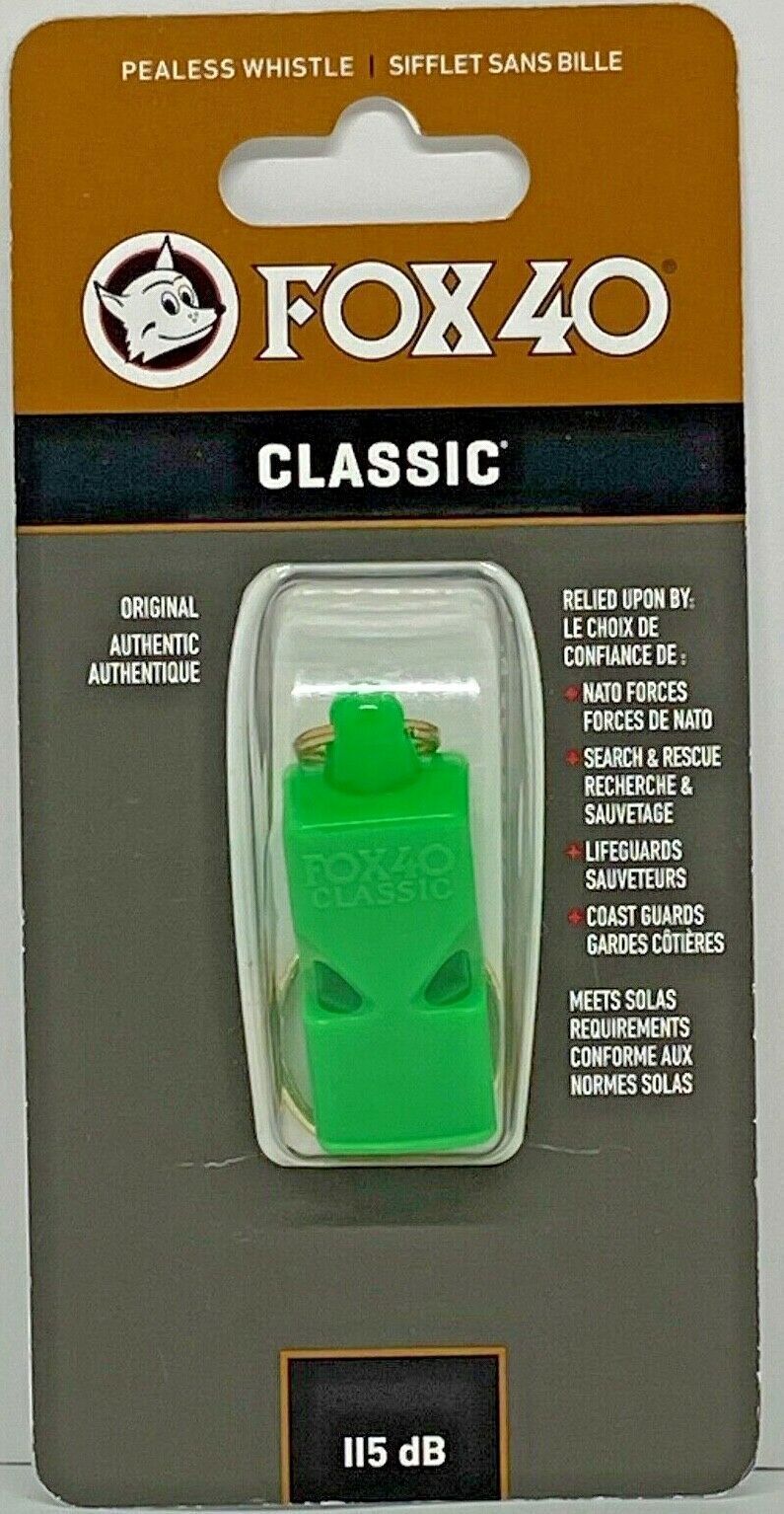 Fox 40 Classic 3 Chamber Whistle Soccer Football Netball Sports Basketball - Green Unique