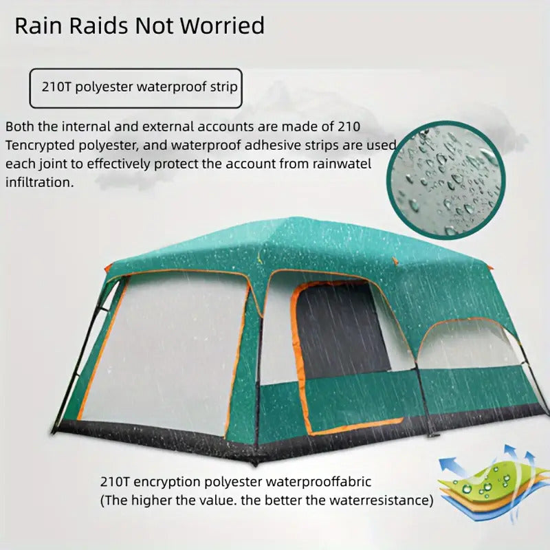 Tasman 3-5 Person Tent Camping Hiking Festival Pop Up Sleeping - Green Awezingly