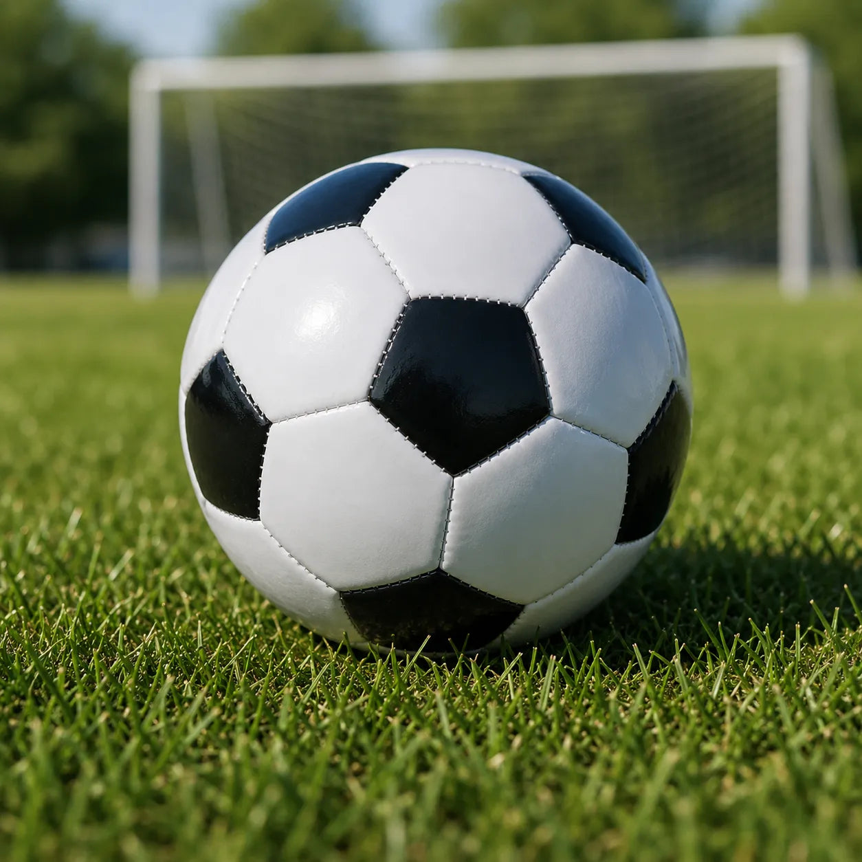 Classic Soccer Ball Football Training Standard Size 5 - Black/White Unique