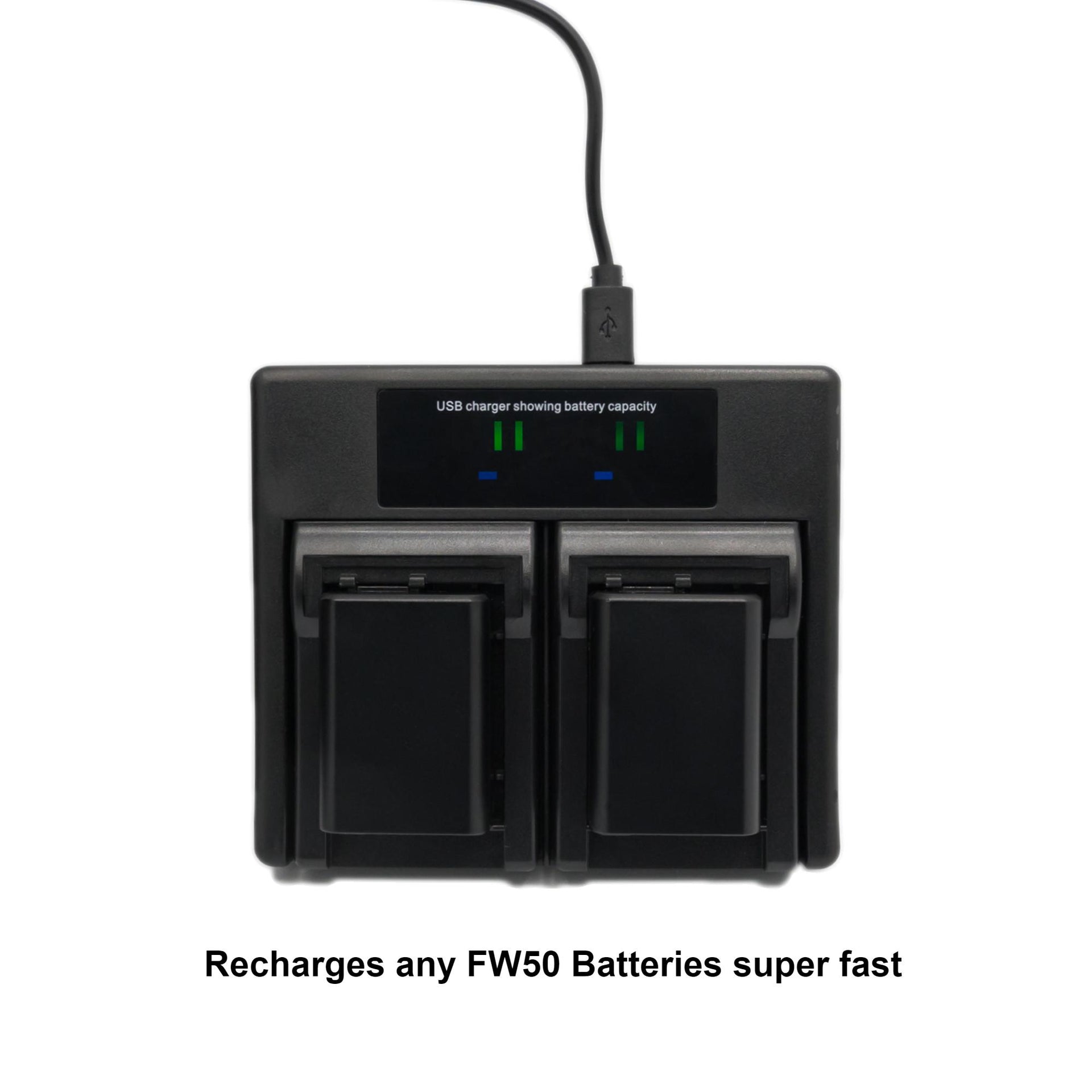 Hridz FW50 Battery Charger for Sony Alpha A7 A7II NEX-3 3N 5 NEX-6 NEX-7 Alpha