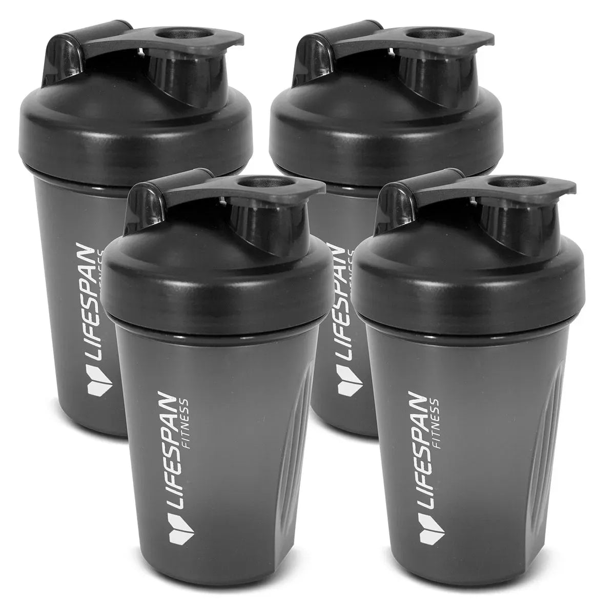 Lifespan Fitness Shaker Bottle 500ml in Black (Pack of 4) Awezingly