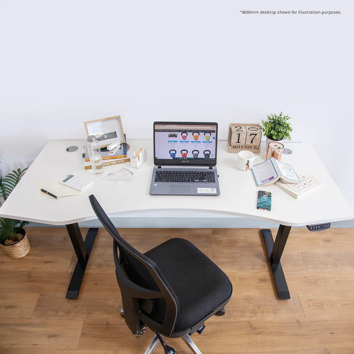 Lifespan Fitness ErgoDesk AUTO Series Automatic Standing Desk 150cm in White & Black Awezingly