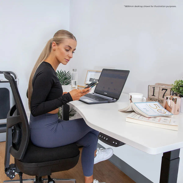 Lifespan Fitness ErgoDesk AUTO Series Automatic Standing Desk 150cm in White & Black Awezingly