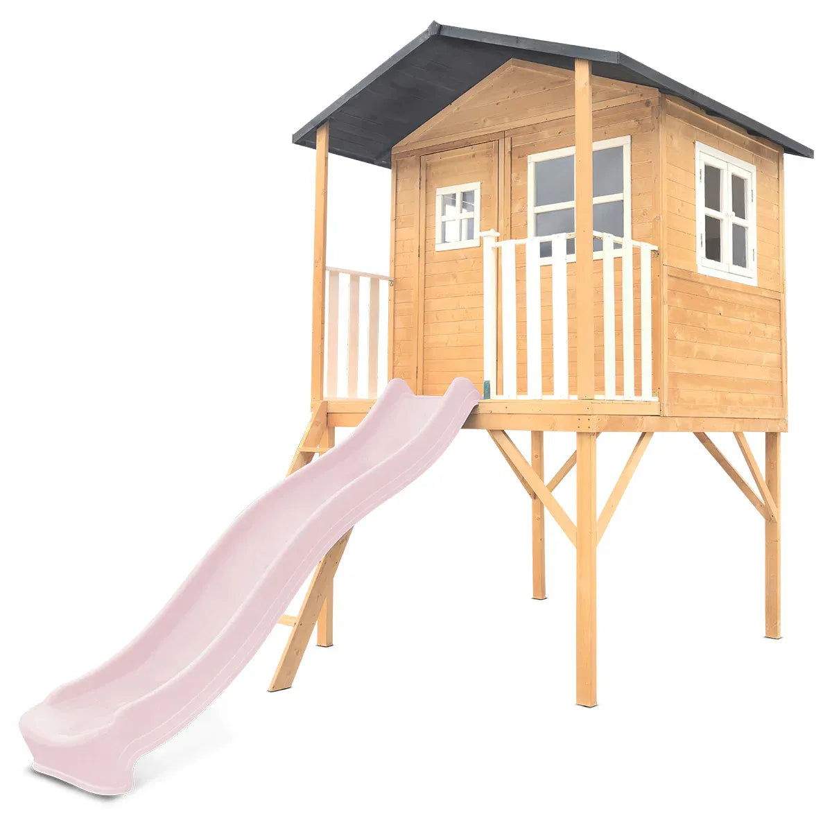 Lifespan Kids Burleigh Cubby House with 2.2m Slide (Pastel Pink) Awezingly
