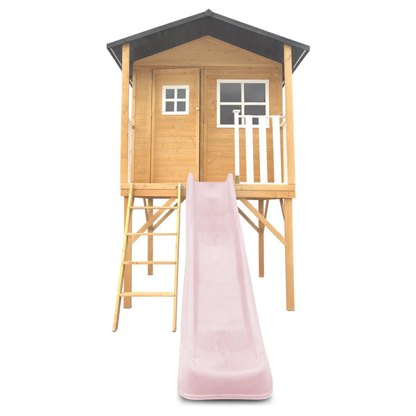 Lifespan Kids Burleigh Cubby House with 2.2m Slide (Pastel Pink) Awezingly