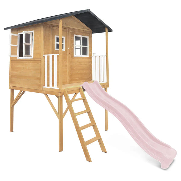 Lifespan Kids Burleigh Cubby House with 2.2m Slide (Pastel Pink) Awezingly