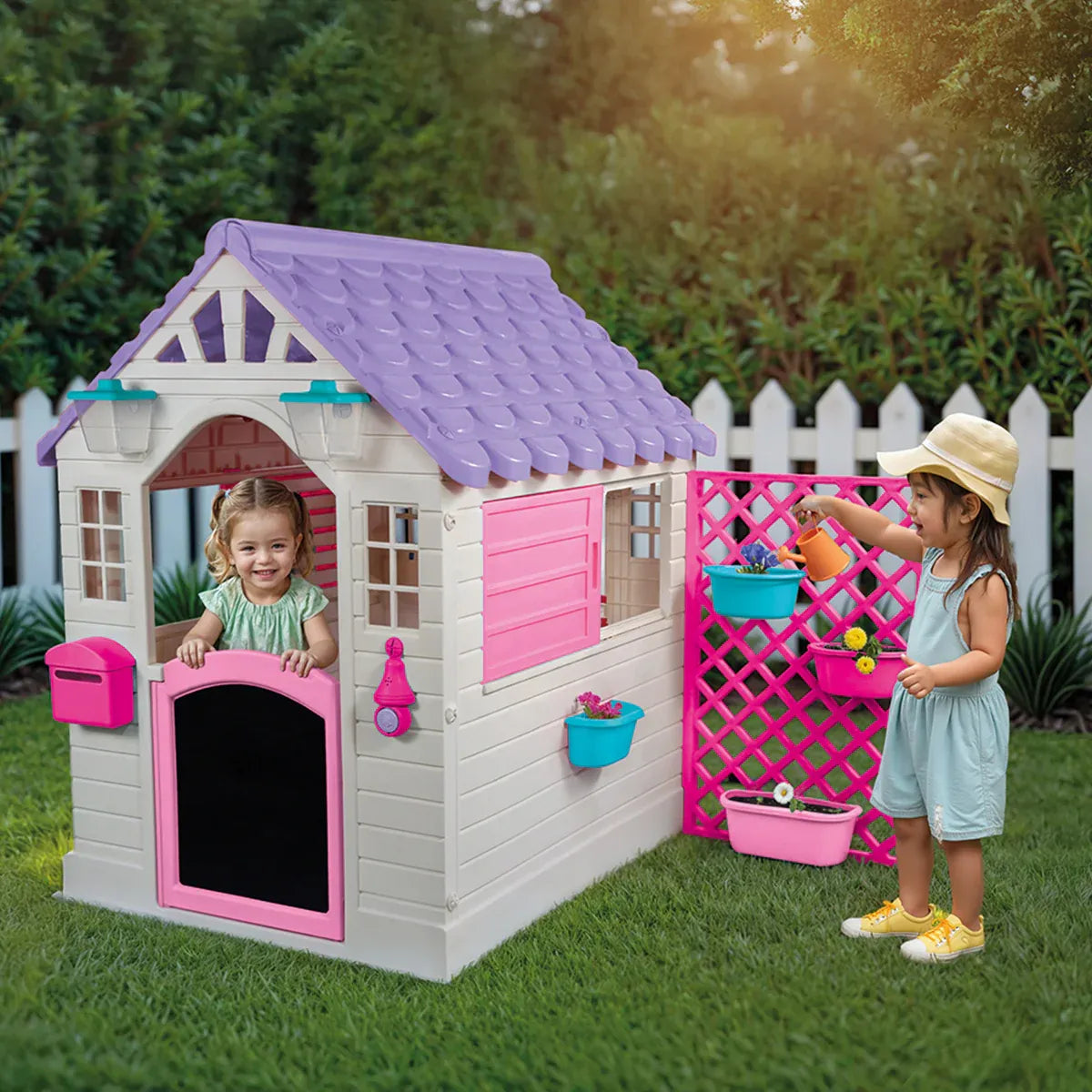 Lifespan Kids Garden Playhouse with Pink Fence Awezingly