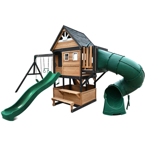 Lifespan Kids Claremont Swing Set & Play Centre with 2.2m Slide (Green) Awezingly