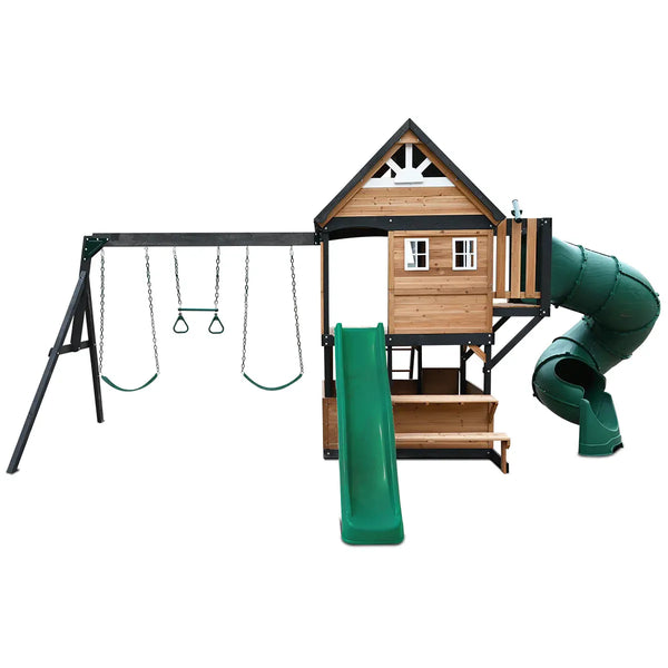 Lifespan Kids Claremont Swing Set & Play Centre with 2.2m Slide (Green) Awezingly