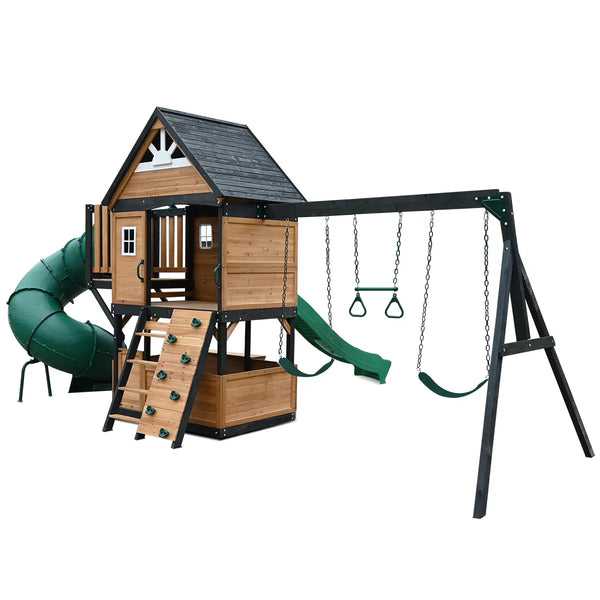 Lifespan Kids Claremont Swing Set & Play Centre with 2.2m Slide (Green) Awezingly