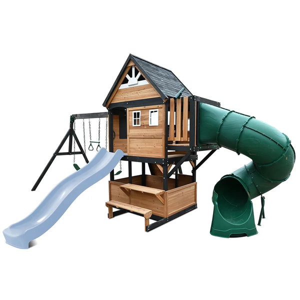 Lifespan Kids Claremont Swing Set & Play Centre with 2.2m Slide (Pastel Blue) Awezingly