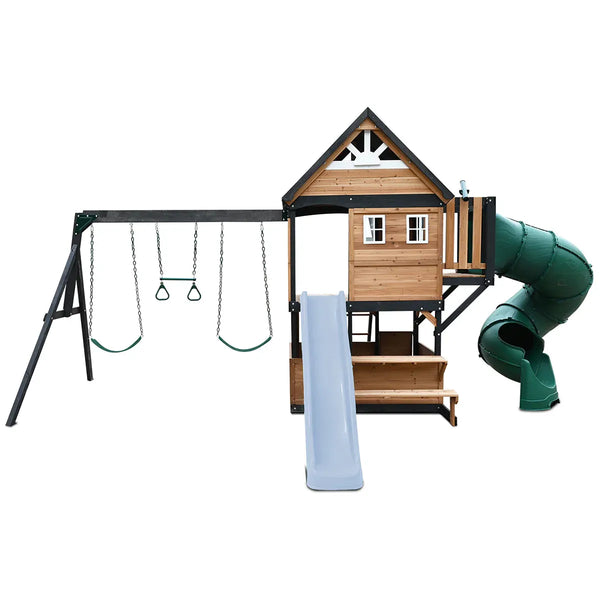 Lifespan Kids Claremont Swing Set & Play Centre with 2.2m Slide (Pastel Blue) Awezingly