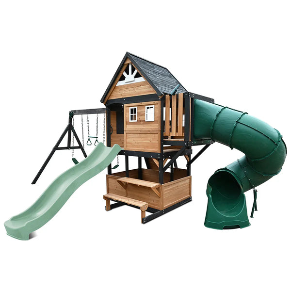 Lifespan Kids Claremont Swing Set & Play Centre with 2.2m Slide (Pastel Green) Awezingly