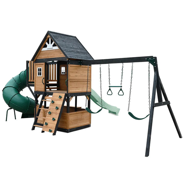 Lifespan Kids Claremont Swing Set & Play Centre with 2.2m Slide (Pastel Green) Awezingly