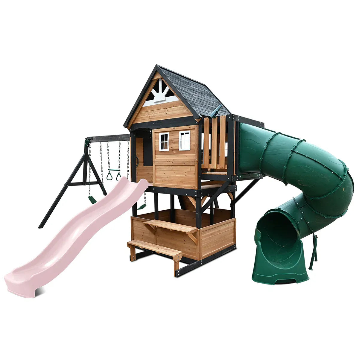 Lifespan Kids Claremont Swing Set & Play Centre with 2.2m Slide (Pastel Pink) Awezingly