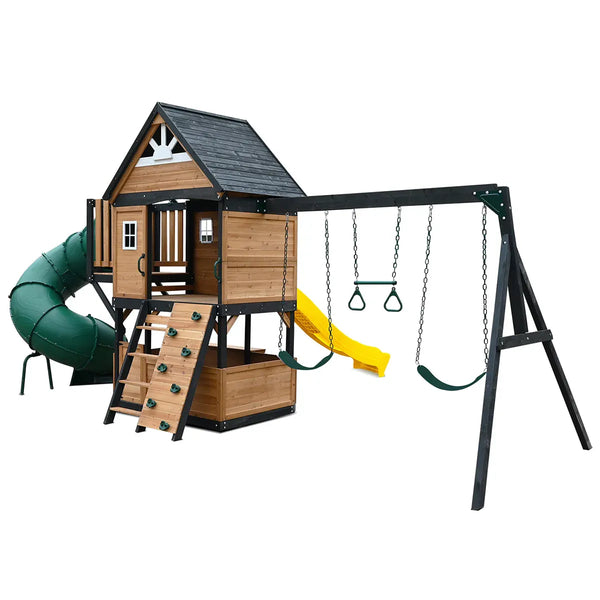 Lifespan Kids Claremont Swing Set & Play Centre with 2.2m Slide (Yellow) Awezingly