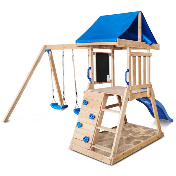 Lifespan Kids Hazelbrook Swing Set & Play Centre with 1.8m Slide (Blue) Awezingly